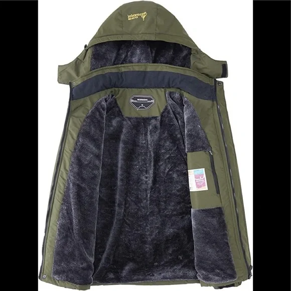 New Mens Artic Thick Interior Fleece Lined Jacket Zipper Pockets - Picture 2 of 2